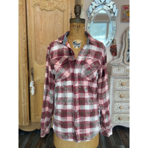 Vintage Pink Plaid Butterfly Patch Flannel S - Picture 4 of 7
